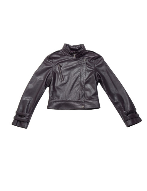 BARBARA BUI purple leather jacket