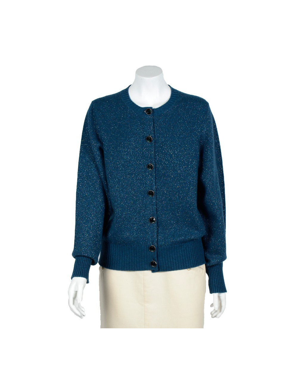 Gilet ou cardigan CHANEL T 42 en cachemire et fils en lamé