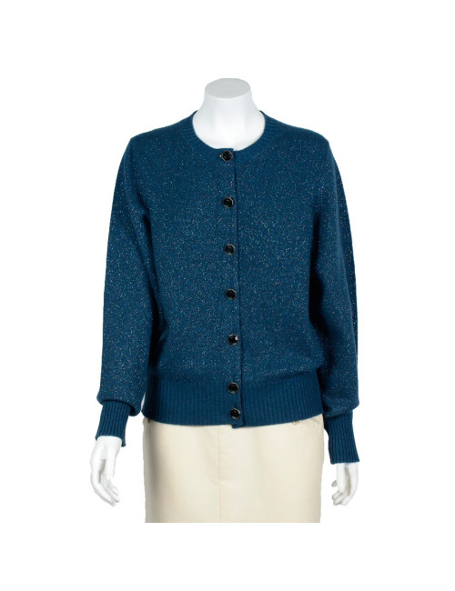 Gilet ou cardigan CHANEL T 42 en cachemire et fils en lamé