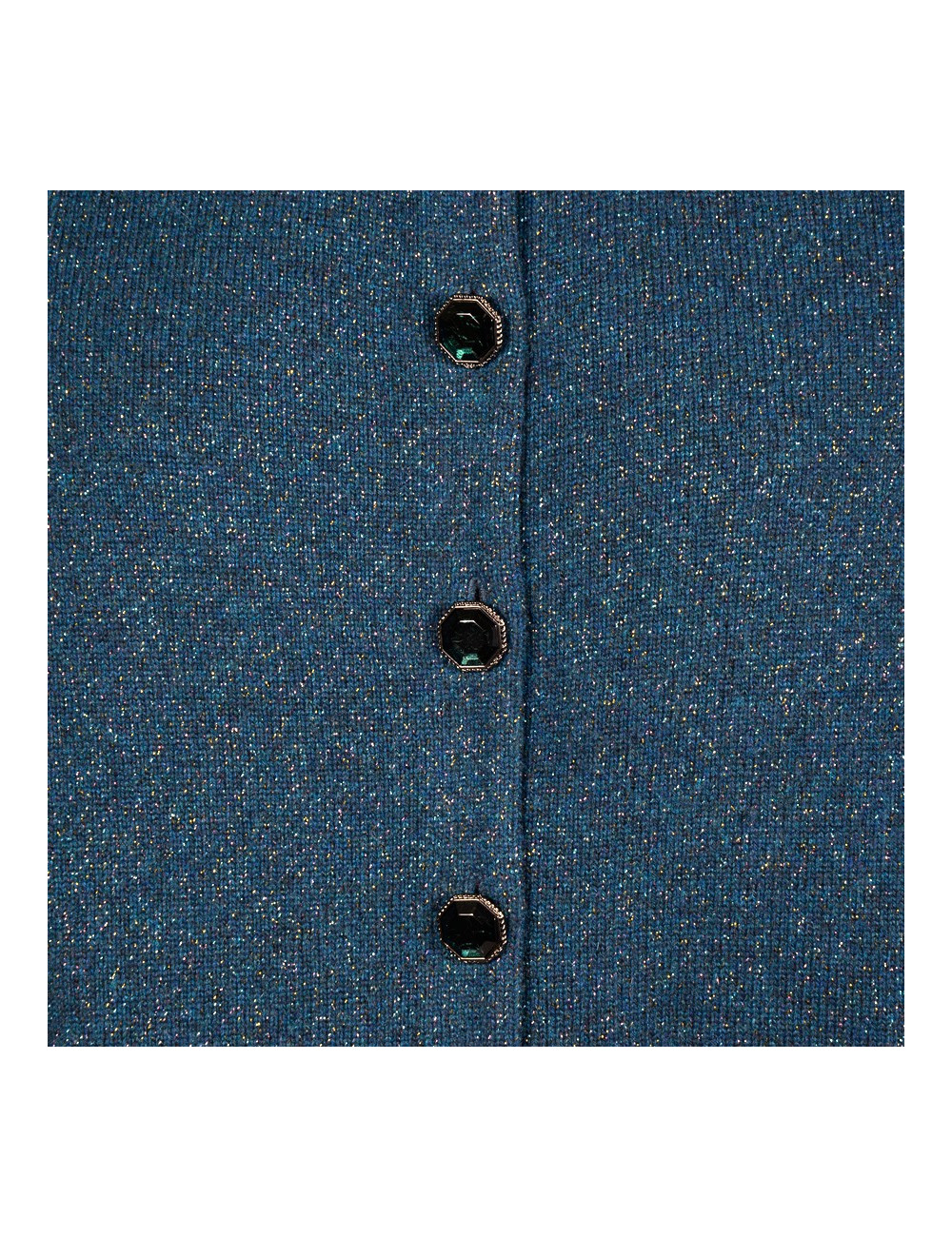 Vest or cardigan CHANEL T 42 in cashmere and son in peacock blue blade