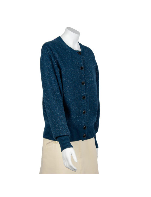 Gilet ou cardigan CHANEL T 42 en cachemire et fils en lamé