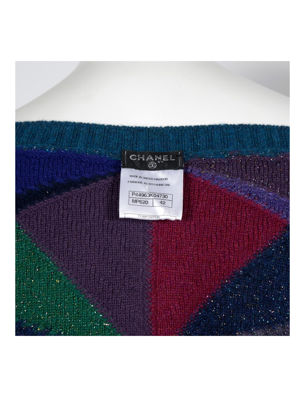 Vest or cardigan CHANEL T 42 in cashmere and son in peacock blue blade