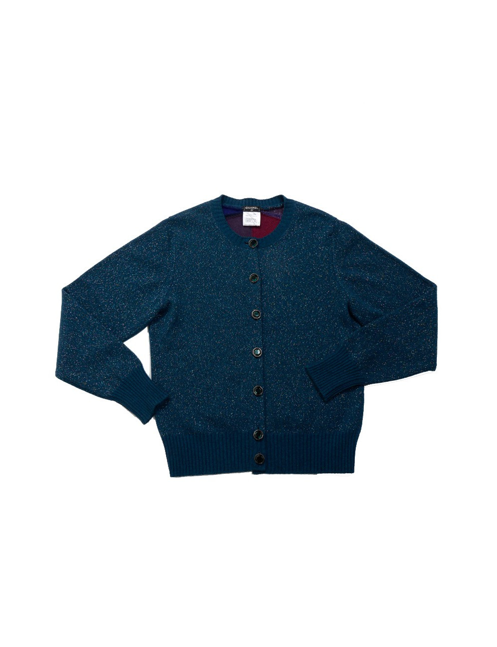 Gilet ou cardigan CHANEL T 42 en cachemire et fils en lamé