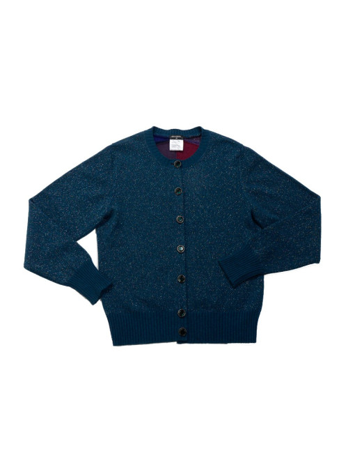 Gilet ou cardigan CHANEL T 42 en cachemire et fils en lamé