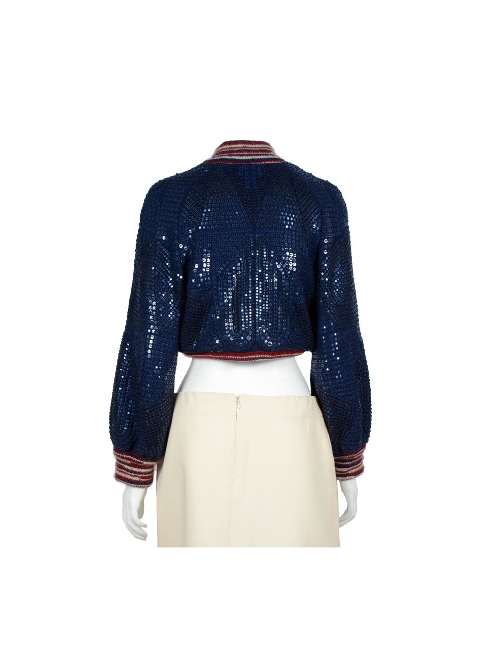 CHANEL "Paris Dallas" vest in blue, red and beige cashmere T 38