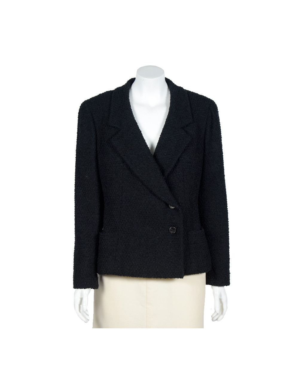 Veste CHANEL T 44 tweed noir 