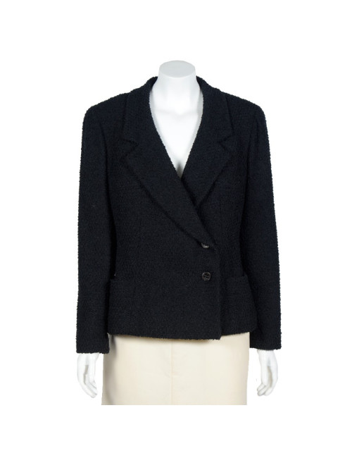 Veste CHANEL T 44 tweed noir 