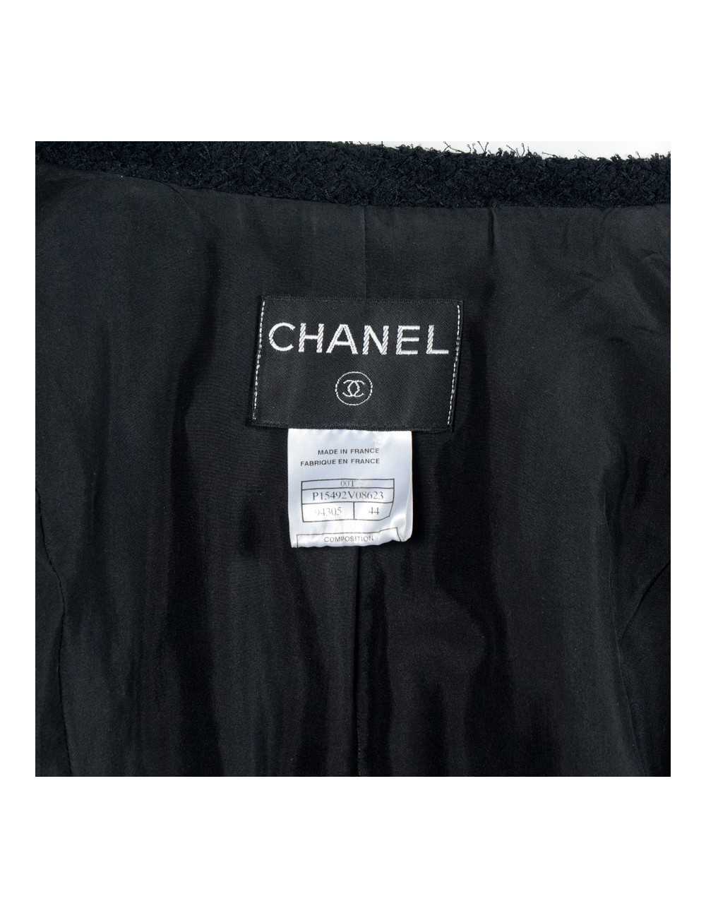 CHANEL T 44en black tweed jacket