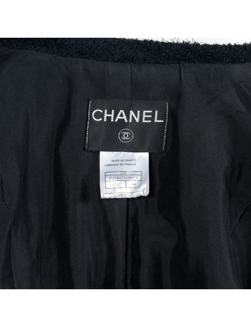 Veste CHANEL T 44 tweed noir 
