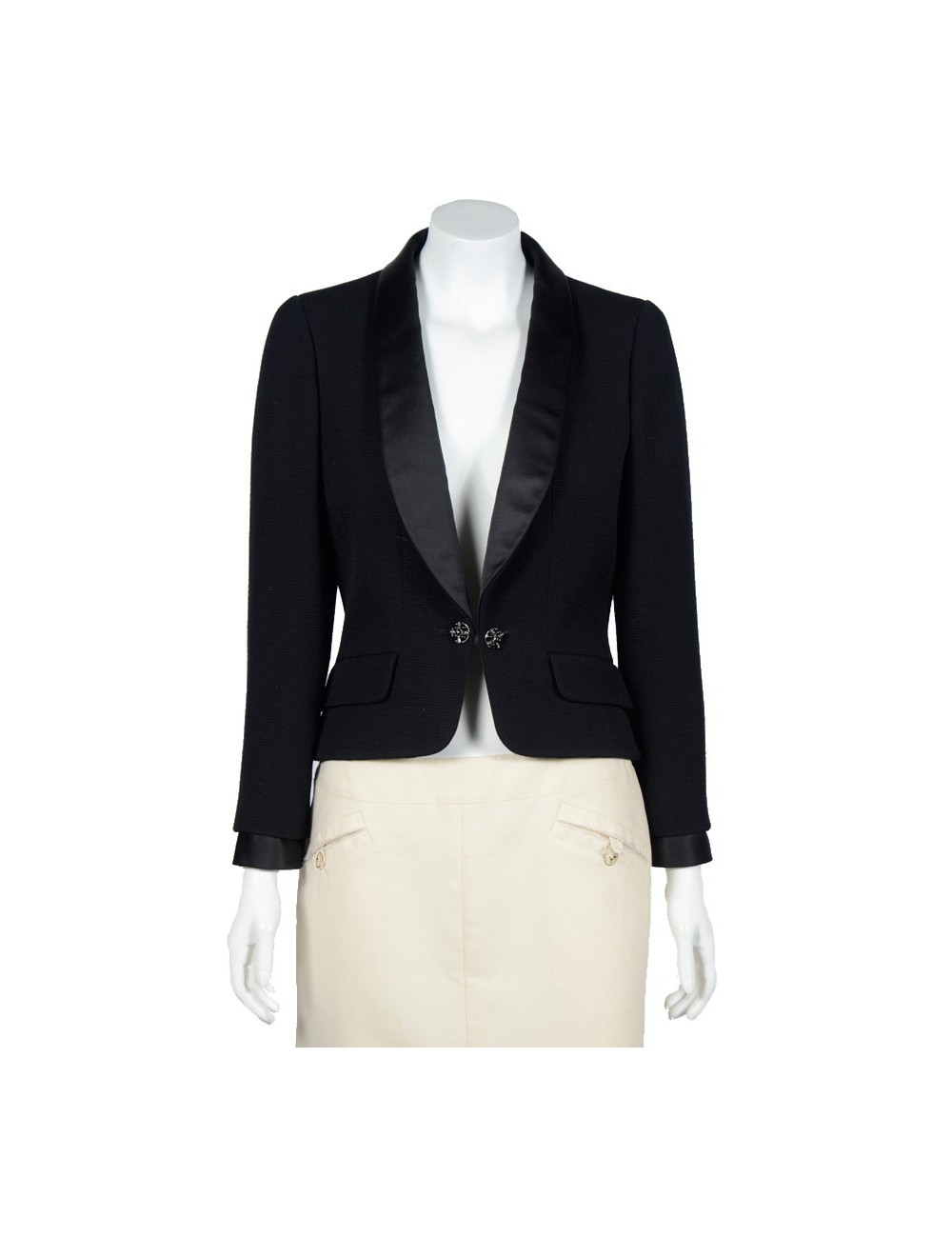 Veste smoking  CHANEL T 40  courte noire