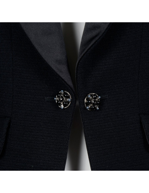 CHANEL Tuxedo black short jacket in wool T 40