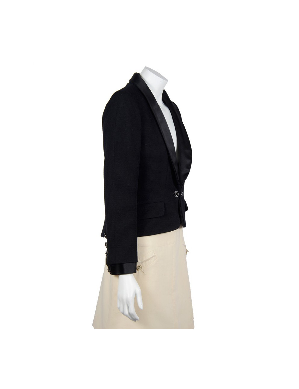 CHANEL Tuxedo black short jacket in wool T 40