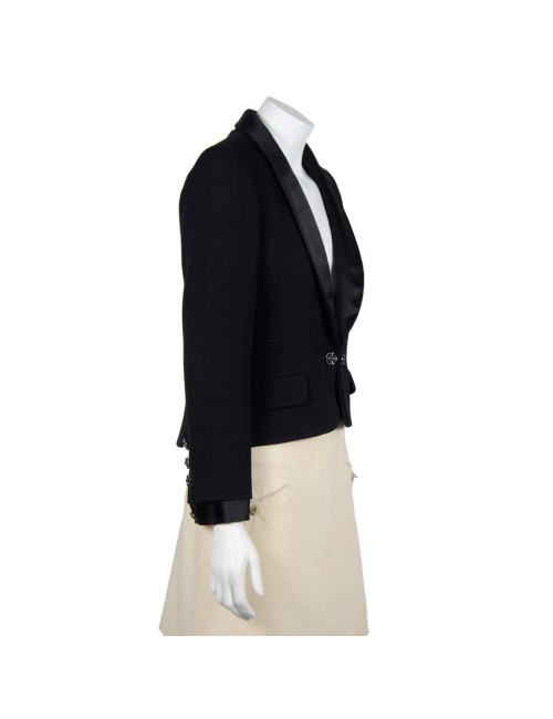 CHANEL Tuxedo black short jacket in wool T 40