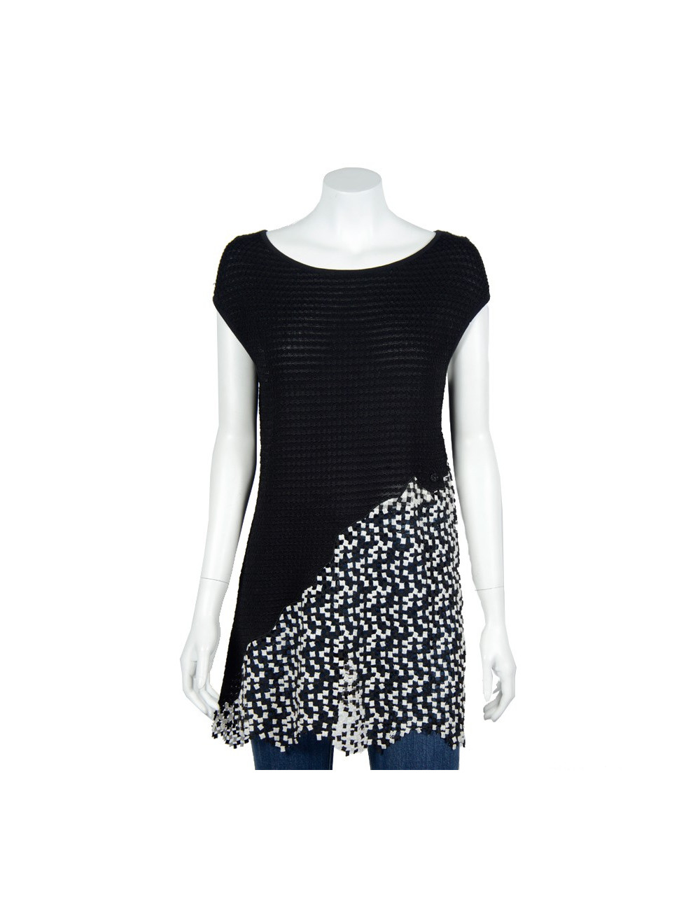 Tunique sans manche CHANEL T 42 noire et blanche