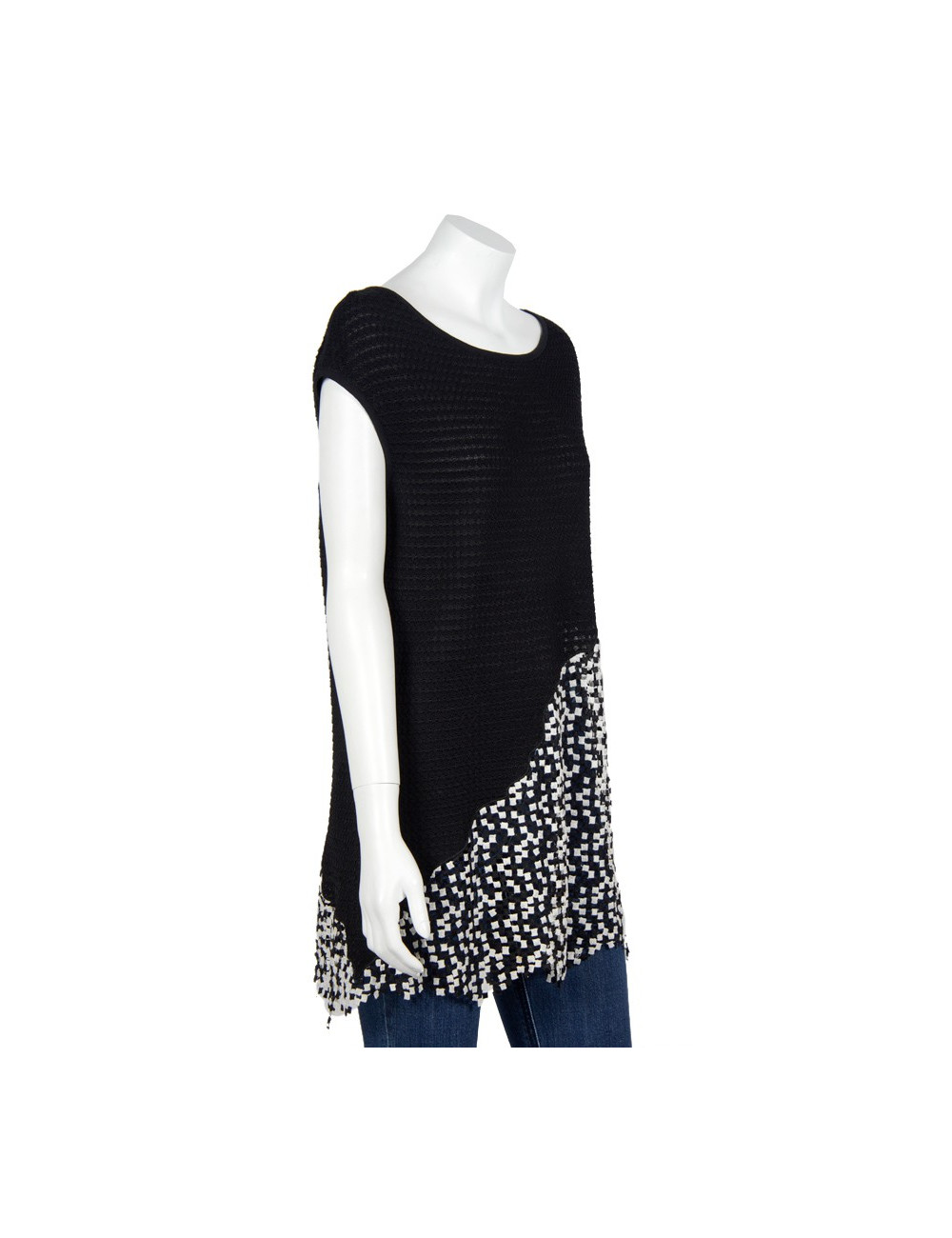 Tunique sans manche CHANEL T 42 noire et blanche