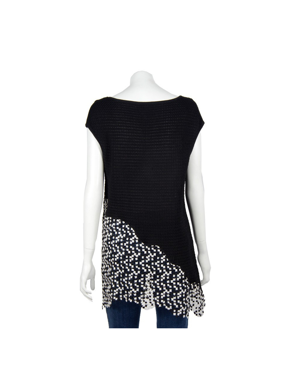 Tunique sans manche CHANEL T 42 noire et blanche