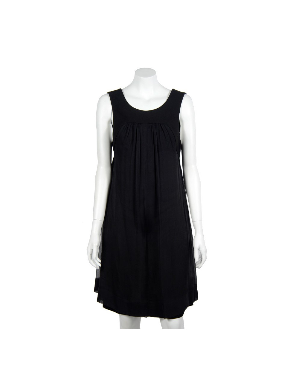 Robe  T 40 CHANEL sans manche en mousseline noire