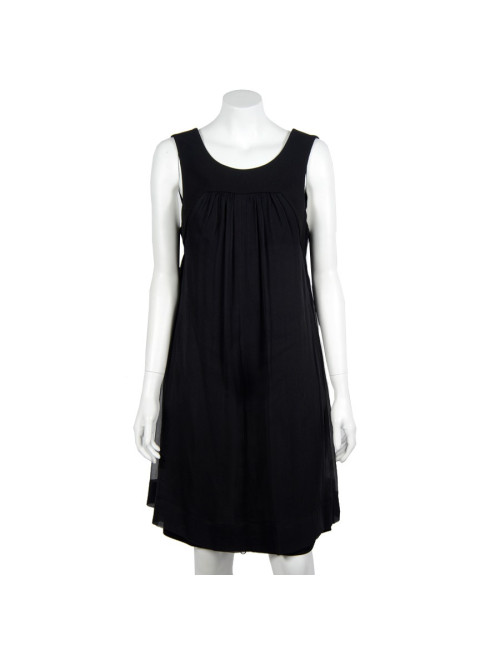 Robe t40 CHANEL sans manche en mousseline noire