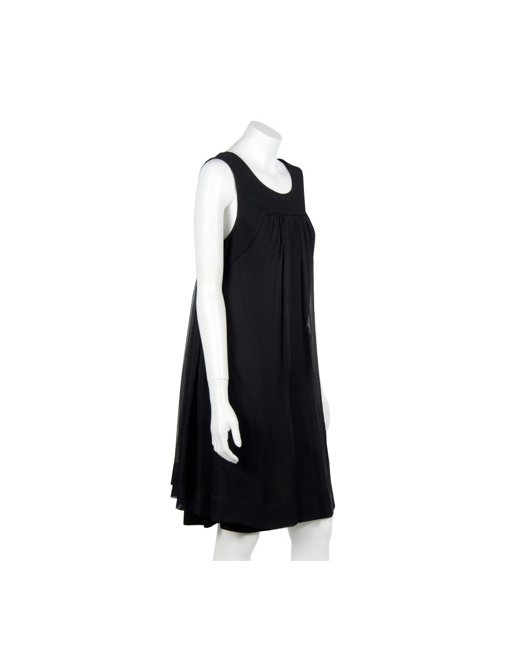 Robe  T 40 CHANEL sans manche en mousseline noire