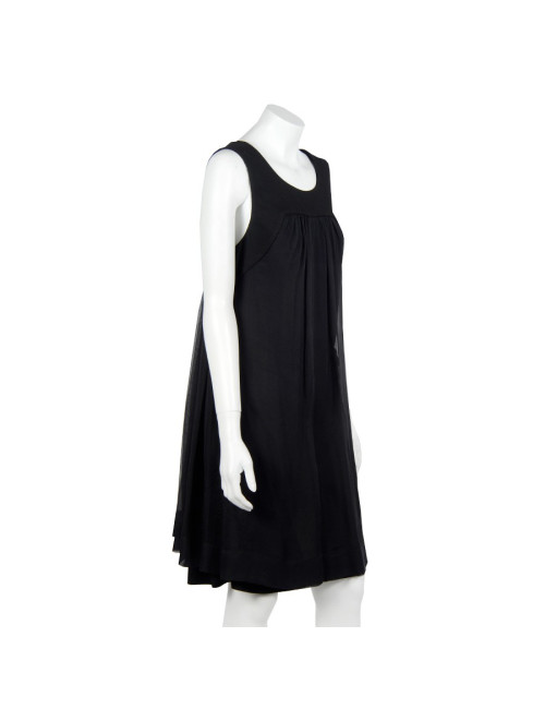 Robe  T 40 CHANEL sans manche en mousseline noire