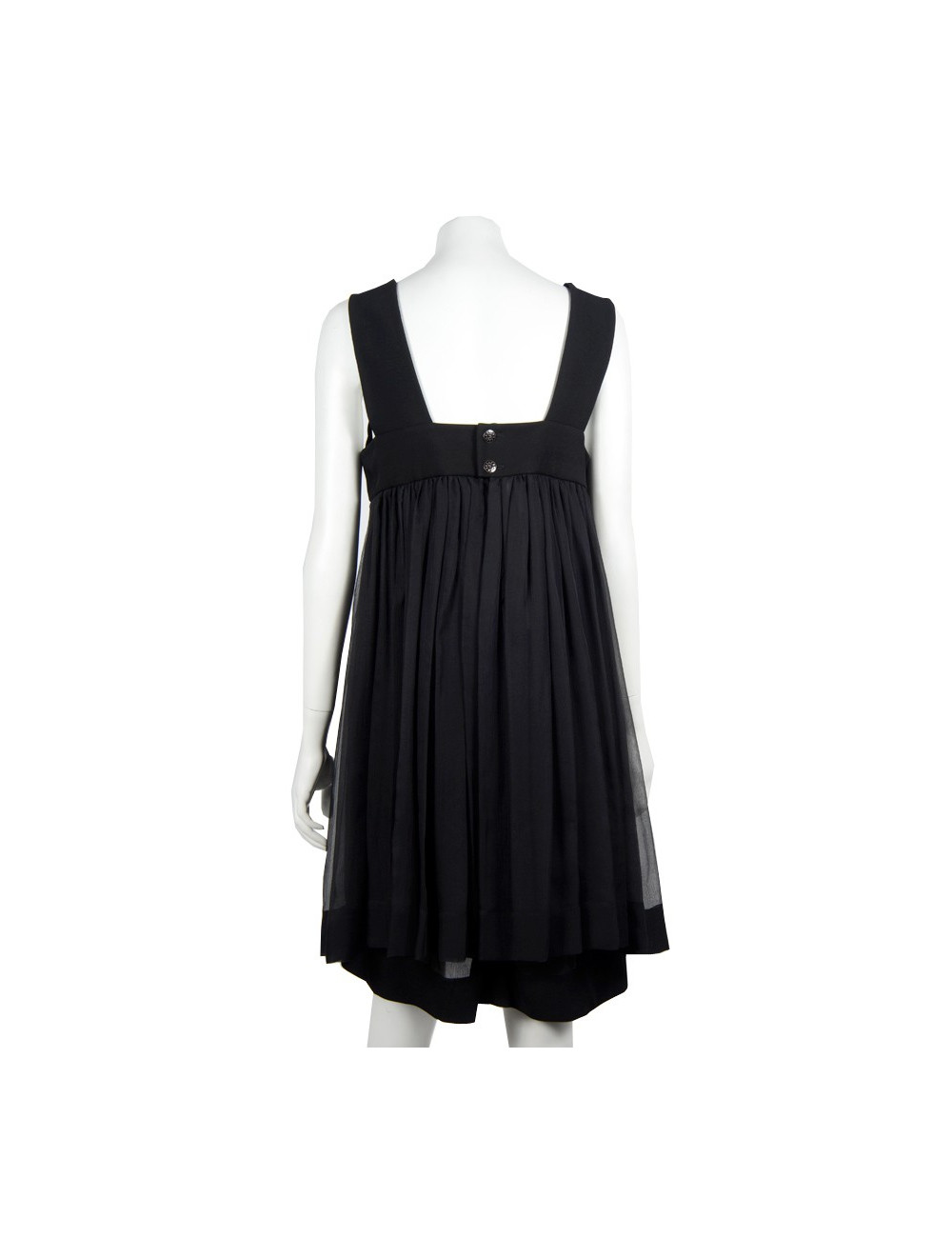 Robe  CHANEL sans manche en mousseline noire  T 40
