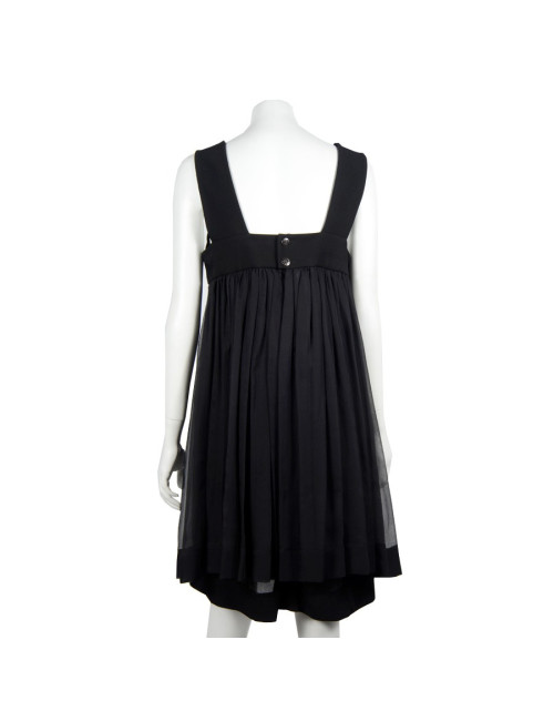 Robe  T 40 CHANEL sans manche en mousseline noire
