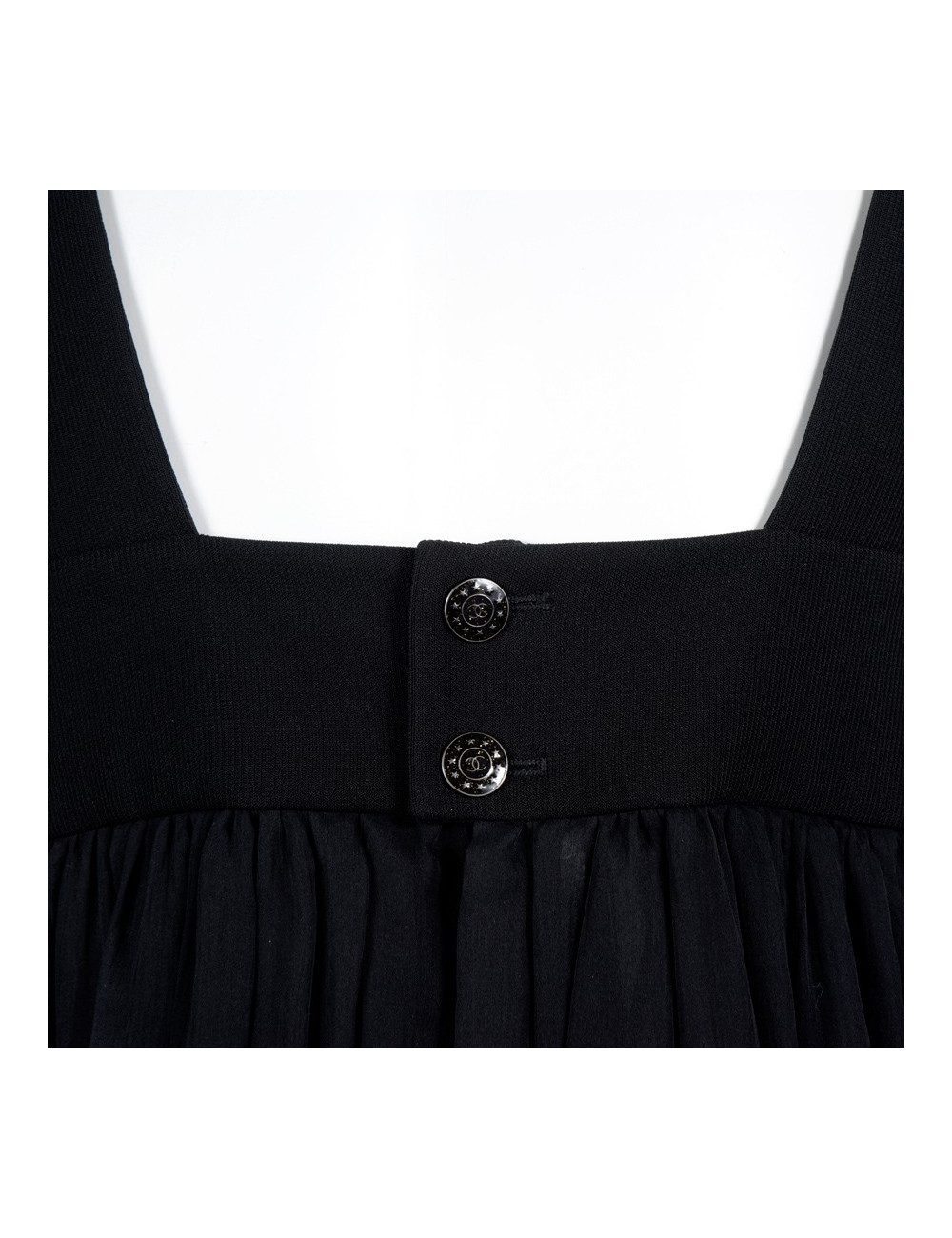 Robe  CHANEL sans manche en mousseline noire  T 40