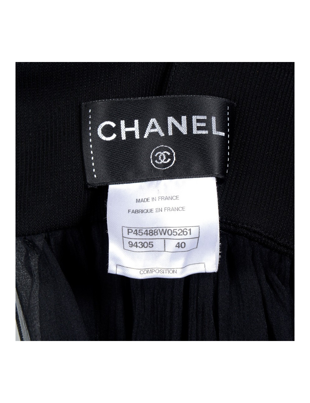Robe  CHANEL sans manche en mousseline noire  T 40