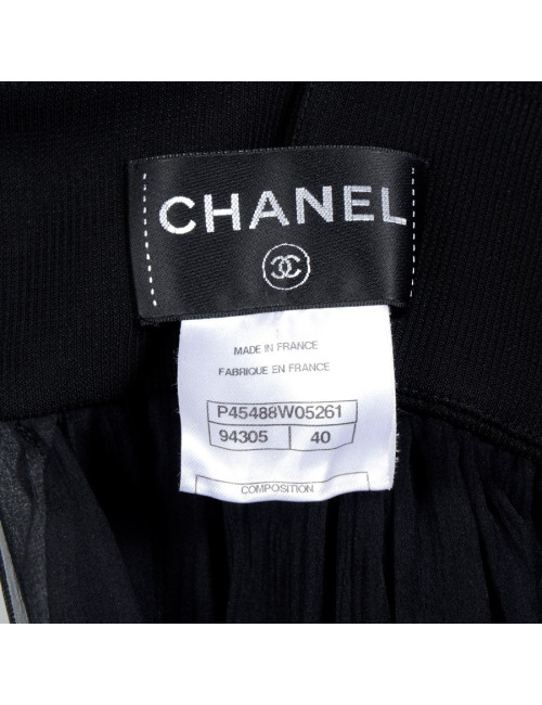 Robe  T 40 CHANEL sans manche en mousseline noire