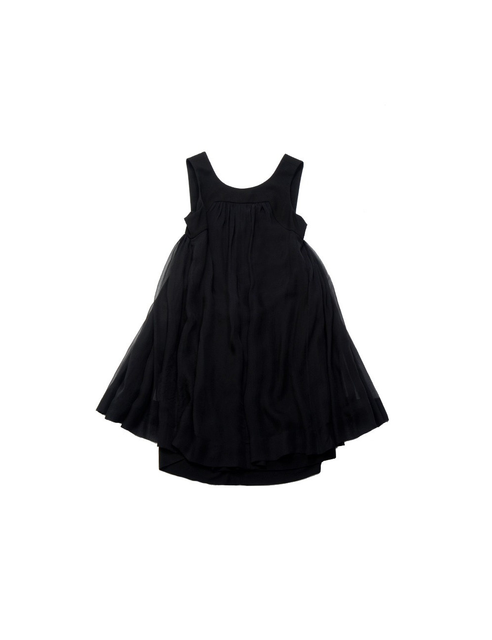 Robe  T 40 CHANEL sans manche en mousseline noire