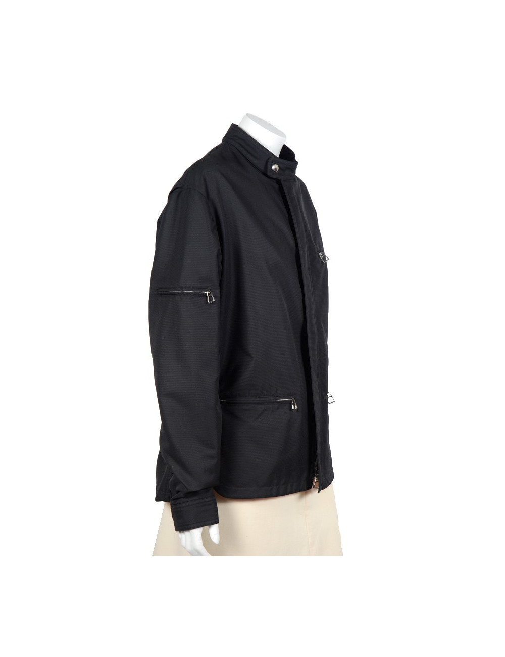 HERMES Black canvas parka size L