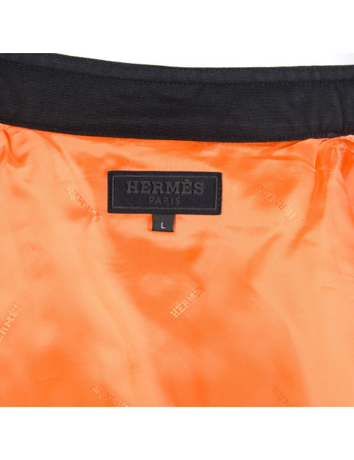 HERMES Black canvas parka size L