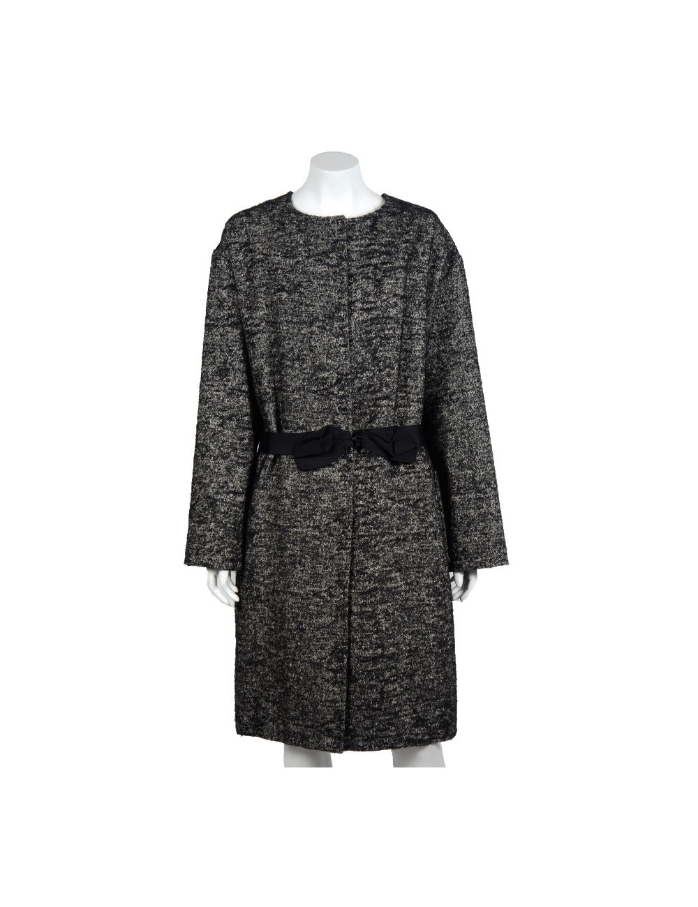 LANVIN coat 44EU in white and black mottled linen, wool and alpaca