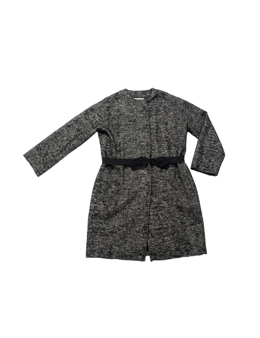 LANVIN coat 44EU in white and black mottled linen, wool and alpaca