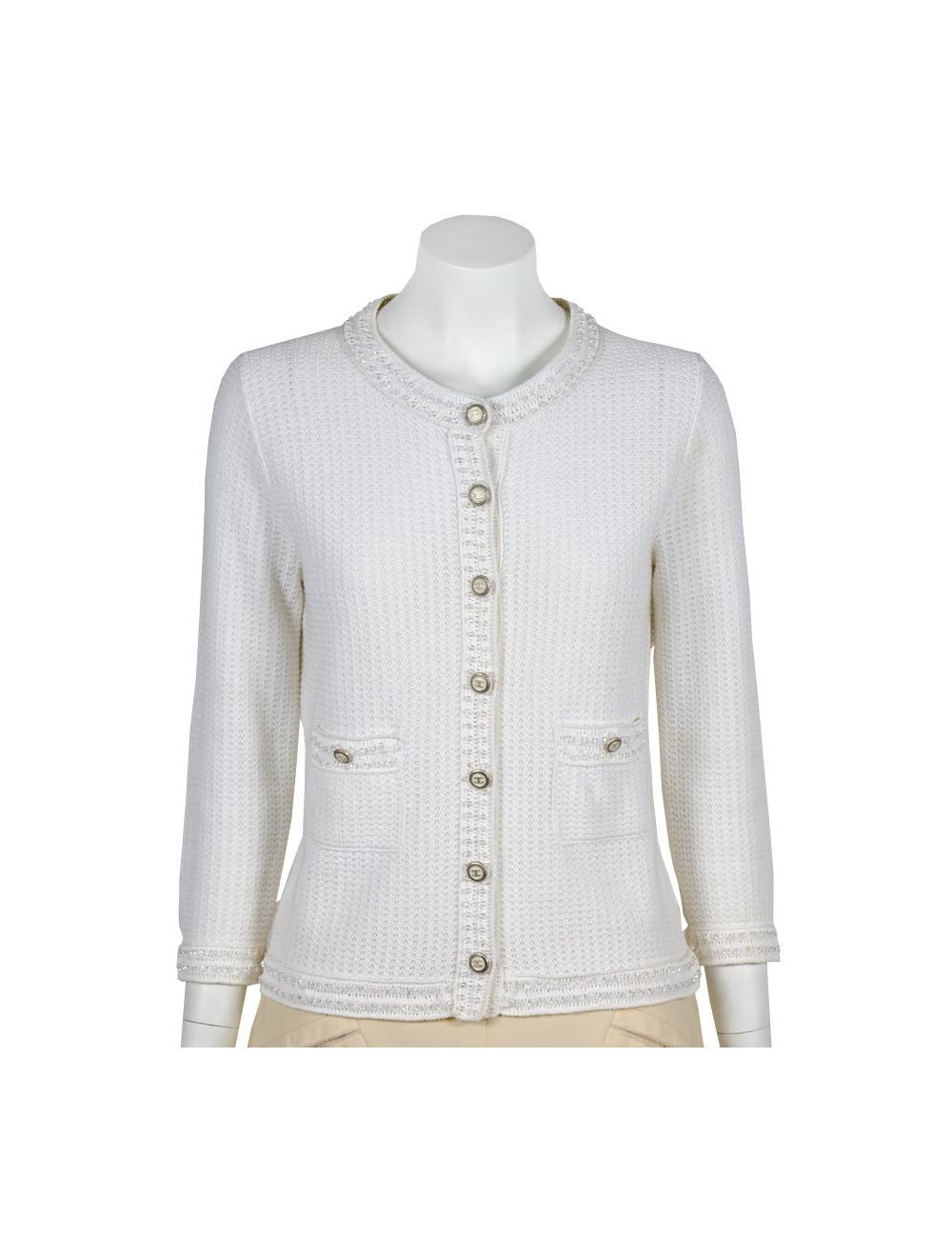 Gilet CHANEL T 38 en coton écru