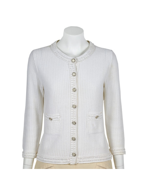 Gilet CHANEL T 38 en coton écru