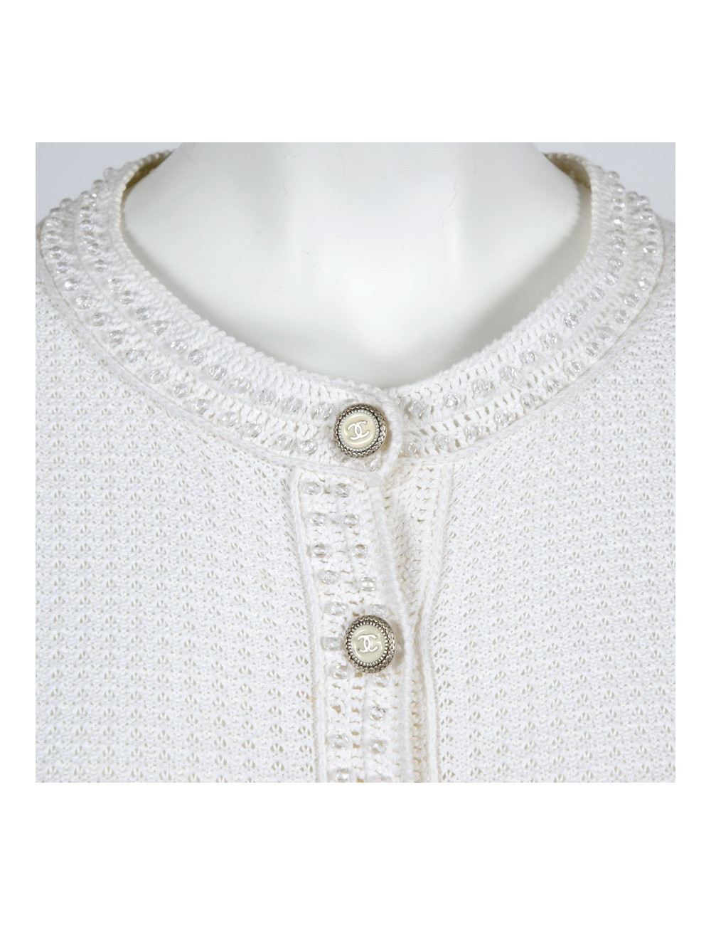 Gilet CHANEL T 38 en coton écru