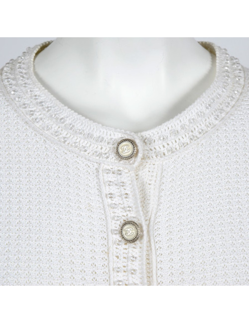 Gilet CHANEL T 38 en coton écru