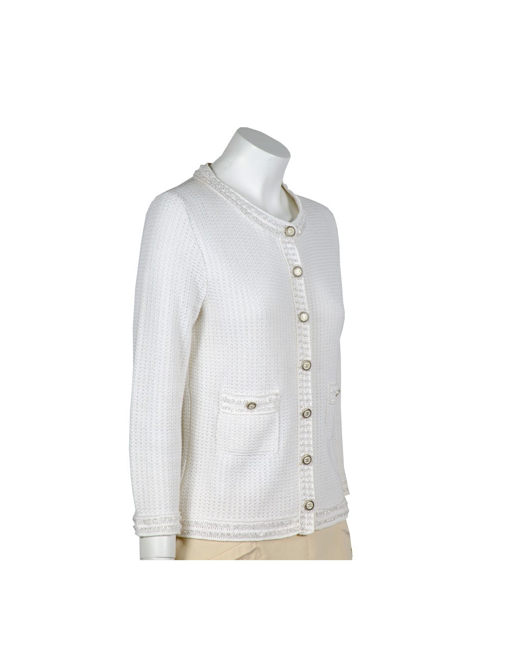 CHANEL T 38 white cotton vest