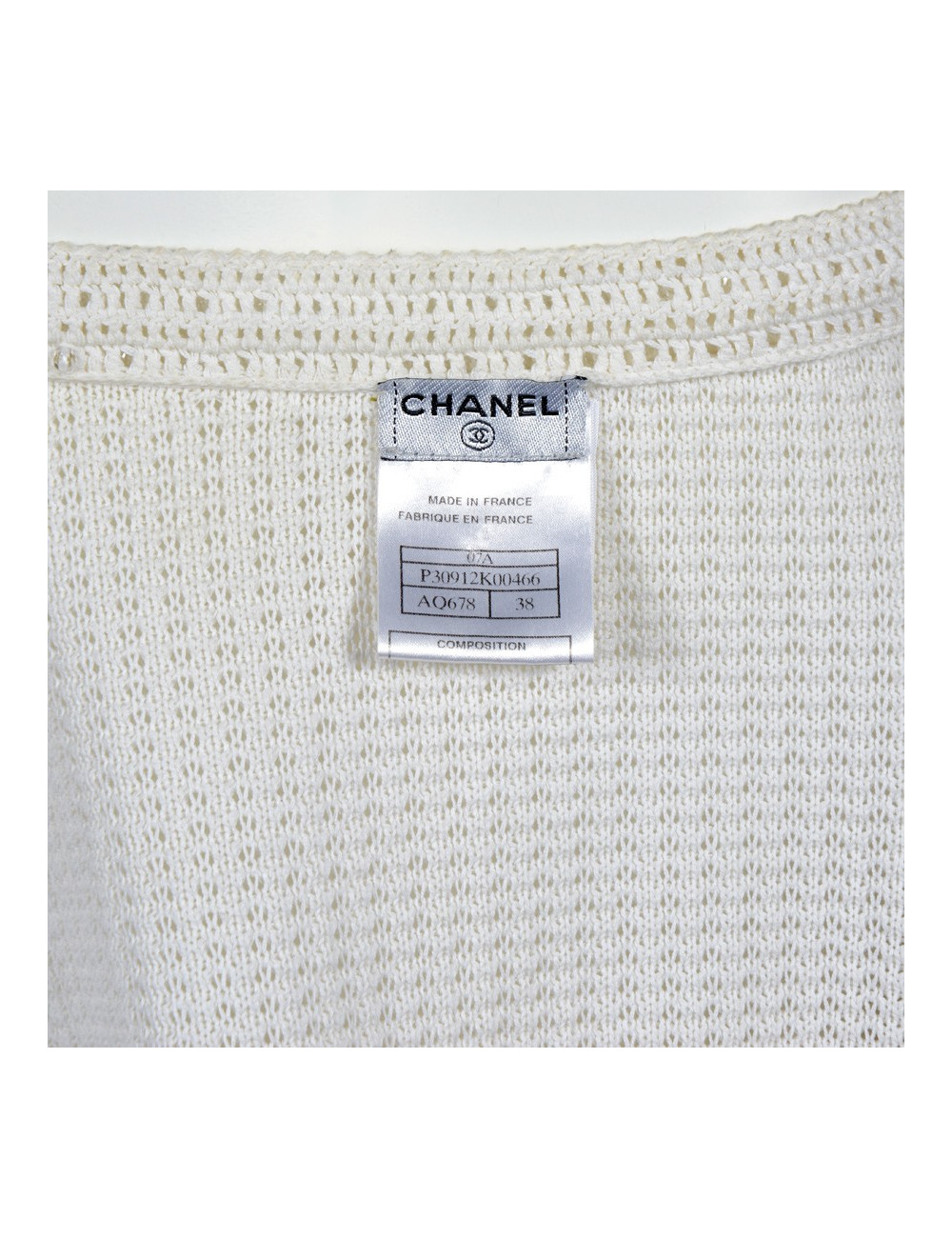 CHANEL T 38 white cotton vest
