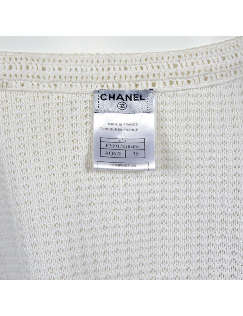 CHANEL T 38 white cotton vest