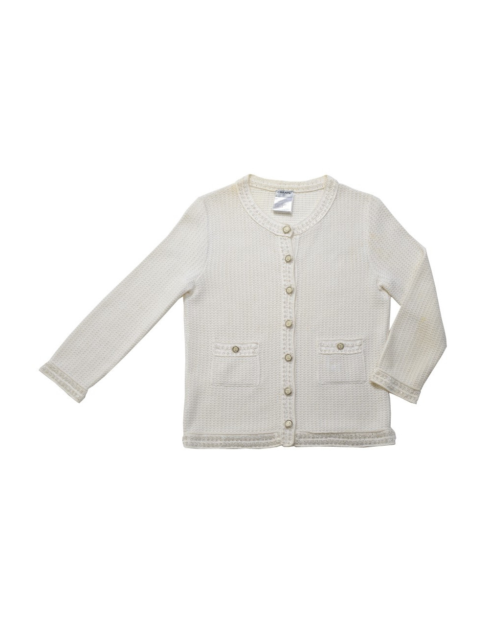 CHANEL T 38 white cotton vest