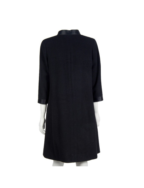Coat wool and black silk CHANEL T 38