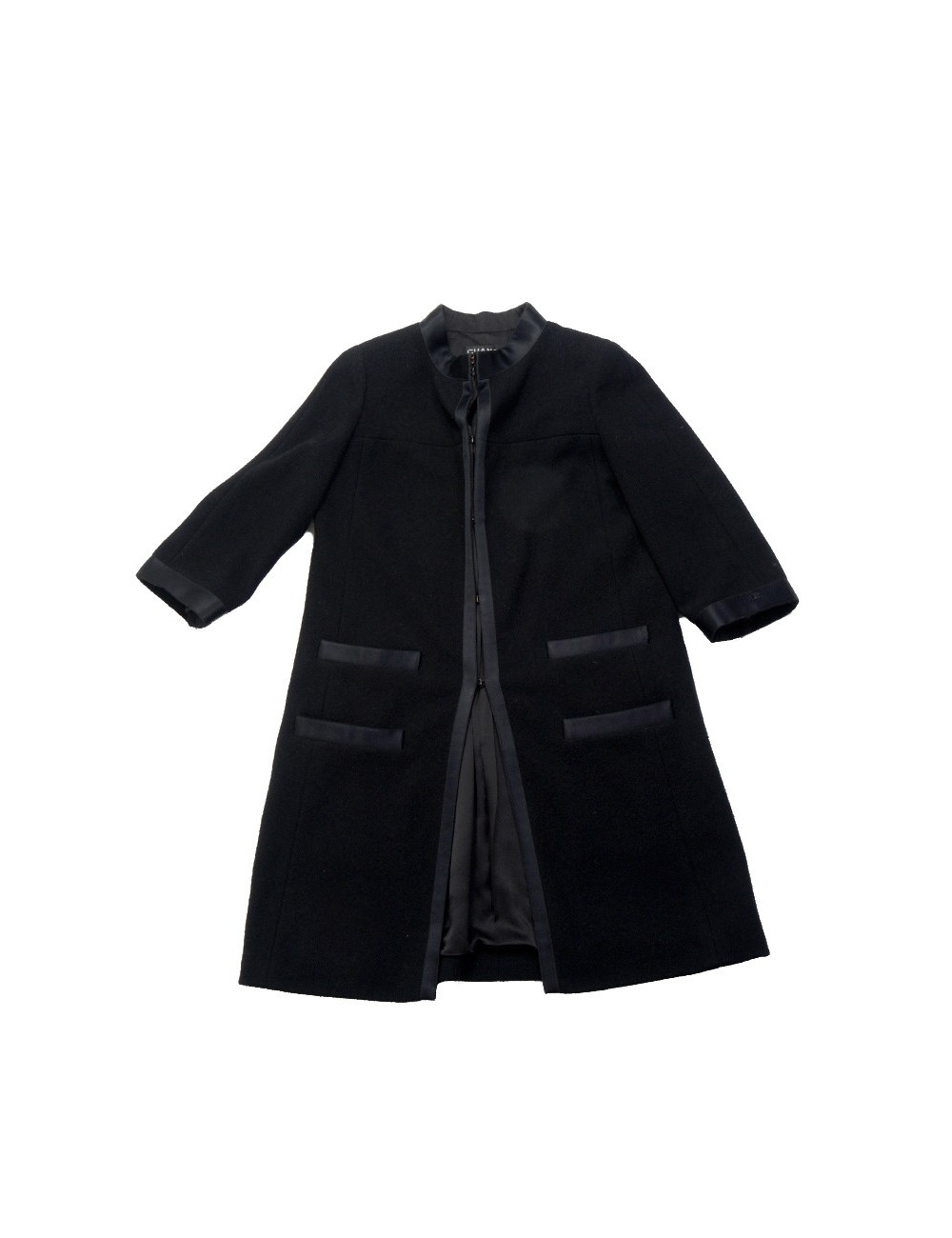 Coat wool and black silk CHANEL T 38