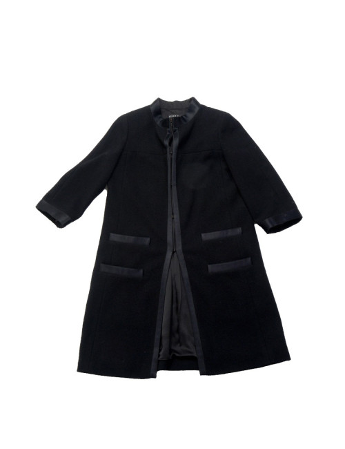 Coat wool and black silk CHANEL T 38