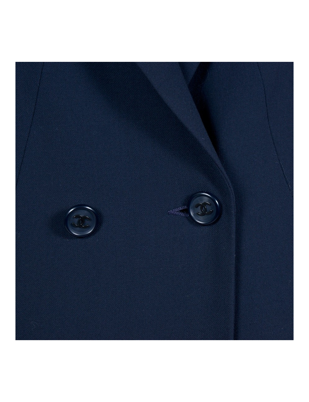Coat CHANEL T 38 half season in wool Navy cold blue