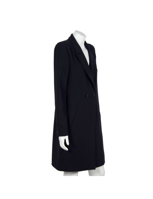 Coat CHANEL T 38 half season in wool Navy cold blue