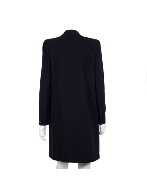 Coat CHANEL T 38 half season in wool Navy cold blue