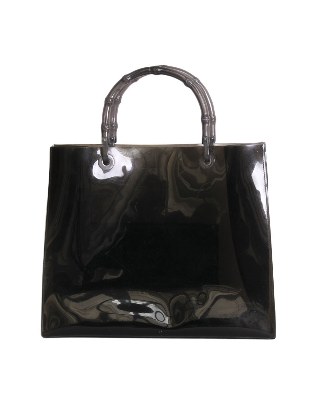 Sac cabas GUCCI collector en plastique fumé anses bambou