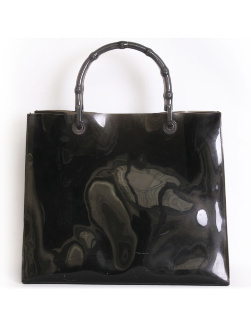 Sac cabas GUCCI collector en plastique fumé anses bambou